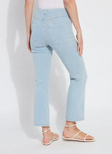 Load image into Gallery viewer, Step into effortless elegance with the Lysse Crystal Embellished Ankle Babyboot. Designed with a flattering 27-inch inseam, this chic denim pant seamlessly blends comfort and sophistication. The subtle crystal embellishments add a touch of sparkle, making these perfect for both everyday wear and special occasions.