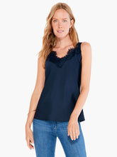 Load image into Gallery viewer, Introducing our latest must-have: the lace camisole. Its design is sleek, its structure impeccable, and its material ultra-soft. It is thoughtfully designed with convenient, bra-friendly straps to simplify your routine. The delicate, feminine lace trim at the v-neckline makes it perfect for layering under any outfit. It's the subtle touch of lace that enhances every ensemble, making it our go-to piece under sweaters, cardigans, and jackets this season.