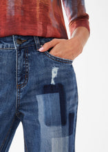 Load image into Gallery viewer, Final Sale Destiny Dark Vintage Patchwork Distressed Girlfriend Jean with Rolled Cuff - FDJ French Dressing Style 2360779