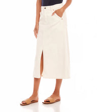 Load image into Gallery viewer, Natural color midi skirt worn by a person against a white background.