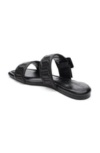 Load image into Gallery viewer, These fabulous black sandals boast a combination of style and function, with detailed quilted stitching that enhances your everyday sandal. The contemporary square toe design adds a sense of refinement. 