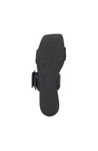 Load image into Gallery viewer, These fabulous black sandals boast a combination of style and function, with detailed quilted stitching that enhances your everyday sandal. The contemporary square toe design adds a sense of refinement. 