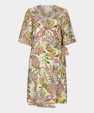 Load image into Gallery viewer, A colorful jungle print dress against a white background.