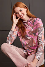 Load image into Gallery viewer, This long-sleeve top makes a bold statement with its eye-catching print that holds attention throughout the day. Its casual dropped shoulders, relaxed fit, and soft hatchi fabric ensure enduring comfort and significant style points.