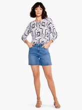 Load image into Gallery viewer, A printed sweater design that lands just between the crisp neatness of a geometric pattern and the warm, welcoming vibe of more organic designs. We love the lightweight fabric that's not see through but is still cozy. Pullover with long sleeves, and a modern dropped shoulder silhouette for an easier fit. Mindfully Made from fully fashioned knitwear that eliminates textile waste.