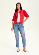 Load image into Gallery viewer, The FDJ French Dressing Eliana Elbow Sleeve Cardigan is a lightweight, stylish layer designed for effortless elegance. Featuring delicate puff short sleeves, a round neckline, and a delicate hook-and-eye closure, this cardigan offers a flattering silhouette that complements any outfit.