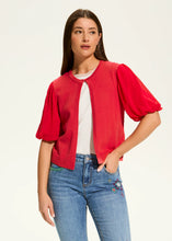 Load image into Gallery viewer, The FDJ French Dressing Eliana Elbow Sleeve Cardigan is a lightweight, stylish layer designed for effortless elegance. Featuring delicate puff short sleeves, a round neckline, and a delicate hook-and-eye closure, this cardigan offers a flattering silhouette that complements any outfit.