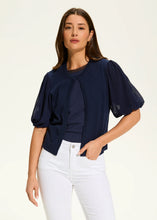 Load image into Gallery viewer, The FDJ French Dressing Eliana Elbow Sleeve Cardigan is a lightweight, stylish layer designed for effortless elegance. Featuring delicate puff short sleeves, a round neckline, and a delicate hook-and-eye closure, this cardigan offers a flattering silhouette that complements any outfit.