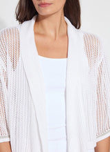 Load image into Gallery viewer, The Elera Linen Mesh Cardigan is your go-to layer for effortless style. Light and breathable, this off-white beauty is perfect for casual days and dressier moments alike. Its airy linen mesh fabric keeps things cool while adding a subtle touch of texture.