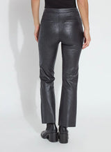 Load image into Gallery viewer, Skimming the hips and thighs before flaring out into a fit-and-flare leg, these all-season, lightweight pants are perfect with tucked-in blouses, heeled mules, and cropped jackets. Made from Lyssé's unique 4-way stretch Foiled Vegan Leather and featuring a concealed patented 360° smoothing waistband, the timeless Elysse Pant includes welt pockets, a clean front, and an adjustable raw-edge hem. Lyssé Fit™ 