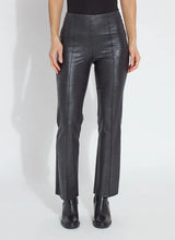Load image into Gallery viewer, Skimming the hips and thighs before flaring out into a fit-and-flare leg, these all-season, lightweight pants are perfect with tucked-in blouses, heeled mules, and cropped jackets. Made from Lyssé's unique 4-way stretch Foiled Vegan Leather and featuring a concealed patented 360° smoothing waistband, the timeless Elysse Pant includes welt pockets, a clean front, and an adjustable raw-edge hem. Lyssé Fit™ 