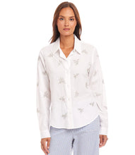 Load image into Gallery viewer, The Eden Embellished Button-Up Shirt by Karen Kane is a sophisticated and timeless piece designed to elevate your wardrobe. Featuring hand-embellished details, this shirt blends elegance with a relaxed fit for effortless styling. Crafted from laundered cotton poplin, it offers a breathable and lightweight feel, perfect for both casual and dressy occasions.
