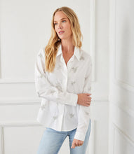 Load image into Gallery viewer, The Eden Embellished Button-Up Shirt by Karen Kane is a sophisticated and timeless piece designed to elevate your wardrobe. Featuring hand-embellished details, this shirt blends elegance with a relaxed fit for effortless styling. Crafted from laundered cotton poplin, it offers a breathable and lightweight feel, perfect for both casual and dressy occasions.