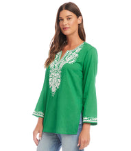 Load image into Gallery viewer, Effortlessly combine casual elegance and laid-back comfort in this breezy and enchanting top. Revel in the softness of the cotton voile fabric while showcasing the intricate embroidery, creating a harmonious blend of fashion and ease.