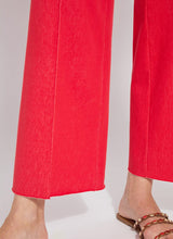 Load image into Gallery viewer, Elevate your wardrobe with the Lysse Erin Pintuck Reprieve Denim, designed for effortless style and all-day comfort. Featuring a 27-inch inseam, this sleek pant offers a flattering fit with a touch of sophistication. The pintuck detailing adds a refined edge, while the striking red hue makes a bold statement.