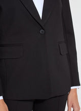 Load image into Gallery viewer, Close up of the black blazer against a white background.