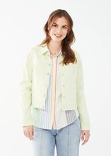 Load image into Gallery viewer, Add a touch of sophistication and vibrance to your wardrobe with the FDJ French Dressing Euro Twill Cropped Jacket in Mojito Green. This chic cropped jacket is designed to elevate your style with its sleek and versatile look. Perfect for pairing with a warm sweater on chilly days or with jeans and a t-shirt on warmer days, our Evelyn adds a pop of freshness to your wardrobe, making it a standout piece for all seasons.