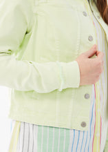 Load image into Gallery viewer, Add a touch of sophistication and vibrance to your wardrobe with the FDJ French Dressing Euro Twill Cropped Jacket in Mojito Green. This chic cropped jacket is designed to elevate your style with its sleek and versatile look. Perfect for pairing with a warm sweater on chilly days or with jeans and a t-shirt on warmer days, our Evelyn adds a pop of freshness to your wardrobe, making it a standout piece for all seasons.