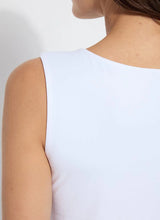 Load image into Gallery viewer, Constructed from COOL-FRESH™ ECO Jersey, the Evie Scoop Neck Tank features a wide, modern strap and a U-shape neckline, providing full coverage while keeping you cool and dry. Its double-self front and single layer back ensure opacity, and its sustainable design using recycled plastic bottle fibers makes it a conscious choice. Wear this versatile piece with jeans, shorts, or skirts for a stylish everyday look.
