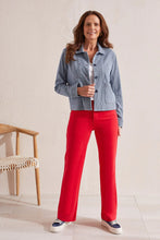 Load image into Gallery viewer, Crafted with soft stretch twill fabric, these wide-leg pants provide ease of movement for your busy day. Complete with a fly front closure, front and back pockets, and a 31" inseam, these pants also come in a bold, eye-catching color. Color - Poppy red. Fly front. Wide leg fit. Front and back functional pockets. 31" inseam. Soft stretch twill.