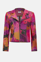Load image into Gallery viewer, Pink, purple and golden yellow moto jacket.