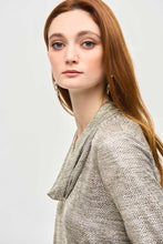 Load image into Gallery viewer, Display your distinctive style with this striking melange knit top. The cowl neck brings an element of elegance, and the three-quarter sleeves offer remarkable versatility. Its straight silhouette promises a flattering fit that combines comfort with fashion.