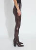 Load image into Gallery viewer, Constructed from Lightweight Vegan Leather in a metallic, Diffused Copper finish, the Freya Legging is garment washed to achieve 3D texture and softness. Boasting a patented concealed waistband and sans side seams, the Freya offers a snug, yet flexible fit. With 4-way stretch for comfort, it pairs perfectly with a white blouse, cropped vegan leather jacket, and black mules.