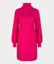 Load image into Gallery viewer, Experience the sleek combination of fashion and comfort offered by our Fiona dress. Enjoy the sophisticated rib pattern that provides a modern silhouette. This dress exudes elegance and adds a fashionable touch to any event. Color- Fuchsia. Rib pattern. Pullover dress.