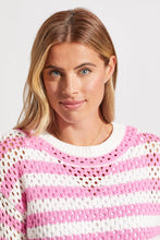 Load image into Gallery viewer, Stay stylish in our Fuchsia Pink Cotton Boat Neck Sweater. Made with combed cotton, its open-knit design provides ultimate comfort. With a vibrant stripe pattern and ribbed trim, you'll stand out in a crowd. Its long sleeves and drop shoulders add to its modern look.