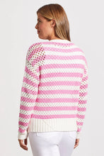 Load image into Gallery viewer, Stay stylish in our Fuchsia Pink Cotton Boat Neck Sweater. Made with combed cotton, its open-knit design provides ultimate comfort. With a vibrant stripe pattern and ribbed trim, you'll stand out in a crowd. Its long sleeves and drop shoulders add to its modern look.