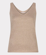 Load image into Gallery viewer, The Gold Lurex Wide Strap Camisole by EsQualo is a versatile piece that can be worn on its own or layered under a jacket, blazer, or cardigan. Its shimmering fabric adds a perfect touch of sparkle to any outfit in the spring or summer, making it suitable for both dressy and casual occasions.