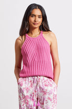 Load image into Gallery viewer, Pure cotton yarn with a special wash and plaited design brings eye-catching texture to this halter sweater tank. The slim fit sits just right, while the side slit hem drapes elegantly at the hips.