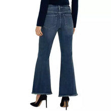 Load image into Gallery viewer, Discover the epitome of refined style and unparalleled comfort with the Hannah with Front Seam and Fray Hem by Liverpool Los Angeles. Tailored for the contemporary woman who cherishes both sophistication and adaptability, these jeans are an essential addition to your wardrobe. The elongating design and deep, rich blue hue craft a timeless silhouette.