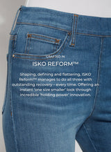 Load image into Gallery viewer, The premium denim of Lysse's "Holding Power" collection is expertly designed by ISKO, one of the world's top denim producers. Crafted with advanced technology and a deep commitment to sustainability, this two-way stretch, woven fabric effortlessly molds to any body shape for ultimate comfort and style.