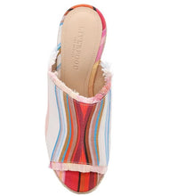Load image into Gallery viewer, Get noticed with Hollywood Berry Blossom Espadrille Wedge Sandals by Liverpool Los Angeles Style. The vibrant multicolored stripes make for a standout choice while the slight fringe detailing gives these eye-catching sandals a bit of edge.