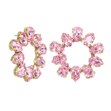 Load image into Gallery viewer, These Iman Earrings are a real conversation starter! Antique gold plated brass base keeps them looking as good as they feel, with high-quality crystals adding a sparkle to your style. Plus, their surgical steel posts make them as comfortable as they are impressive. Canadian - made!