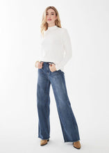 Load image into Gallery viewer, Idina Ivory Ribbed Mock Neck Split Long Sleeve Top- FDJ French Dressing Style 3415161
