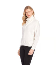 Load image into Gallery viewer, Discover the seamless blend of style and comfort with our Faux Wrap Turtleneck. Crafted from a plush sweater knit, this top offers a relaxed fit that complements every figure. Elevate your closet collection and enjoy all-day warmth and coziness!