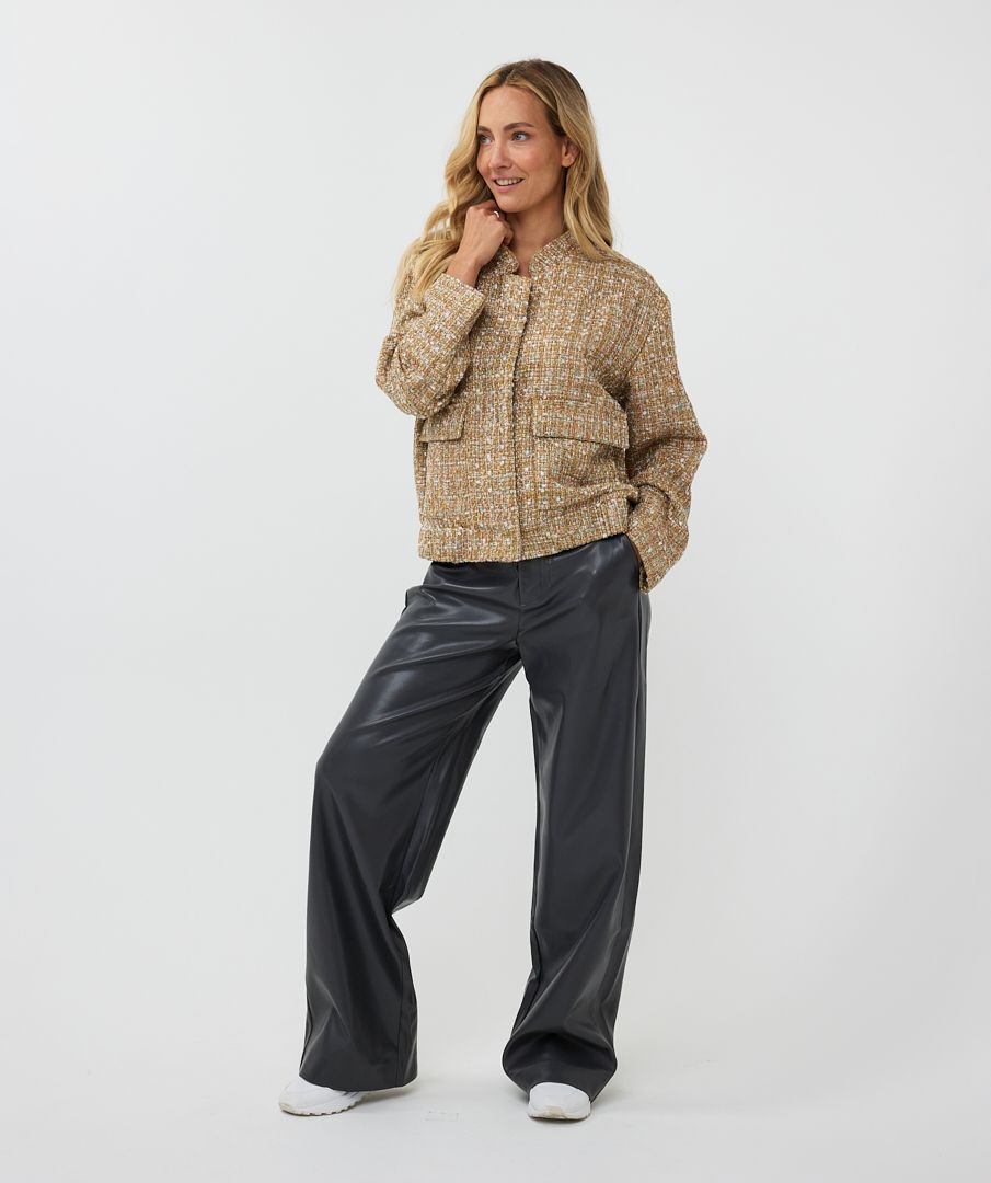 Final Sale Tove Tweed Bomber Jacket in Gold- EsQualo W2417708