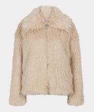 Load image into Gallery viewer, The Short Hairy Jacket is a stylish and warm garment. It boasts a plush faux fur exterior, a zip-up front, and a boxy, cropped silhouette. Crafted from 100% polyester, the jacket is soft to the touch and cozy, ideal for elevating your autumn and winter wardrobe. Combine it with a beloved blouse, skirt, and boots for an effortlessly fashionable ensemble.