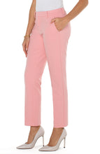Load image into Gallery viewer, Liverpool's signature Kelsey knit trouser with superb stretch and recovery is now available in pastel colors! This particular trouser comes in sorbet pink called pink perfection and is a definite attention grabber! Color - Pink perfection. 29'' Inseam. Mid-rise. Set-in waistband with belt loops. Zip-fly with hidden hook and eye closure.