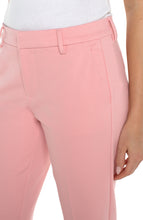 Load image into Gallery viewer, Liverpool's signature Kelsey knit trouser with superb stretch and recovery is now available in pastel colors! This particular trouser comes in sorbet pink called pink perfection and is a definite attention grabber! Color - Pink perfection. 29'' Inseam. Mid-rise. Set-in waistband with belt loops. Zip-fly with hidden hook and eye closure.
