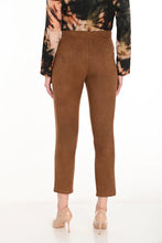 Load image into Gallery viewer, Model wearing camel-colored brushed knit pants, print brown top and beige heels against a white background.
