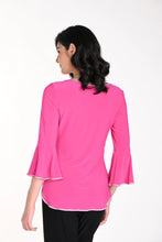 Load image into Gallery viewer, Elevate your style with the Frank Lyman Bianca Bright Pink and Crystal Top. This elegant long-sleeve top features a sleek pink design with dazzling crystal embellishments, perfect for any sophisticated occasion. Crafted with premium materials for comfort and durability, it's a must-have for your wardrobe.