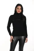 Load image into Gallery viewer, Our Baila in classic black, is a sophisticated lightweight sweater turtleneck designed to enhance any wardrobe. Its elegant silver embellished detailing brings a touch of sparkle and glamour, ideal for both casual and formal settings. This versatile turtleneck pairs effortlessly with everything from denim to skirts.