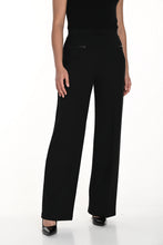 Load image into Gallery viewer, This exquisite pant is a sophisticated blend of beautiful fabrication, style, and utility. Designed to instill confidence and offer comfort throughout the day, the fabric is luxuriously soft, providing both stretch for comfort and a sleek silhouette. Additionally, the leather-trimmed non-functional front pockets further enhance the garment's aesthetic appeal.