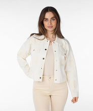Load image into Gallery viewer, One of our favorites, this jacket has a contemporary design with a boxy cut, adorned with feminine flowers. Its stretchy quality ensures comfortable wear.