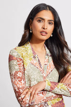 Load image into Gallery viewer, Discover the sophisticated elegance of our Verity v-neck, collared top. A versatile piece that embodies refinement and style. Our Tribal long sleeve top offers a pleated cut with a flattering and fitted silhouette. Perfect for a day at the office or a night out with friends, this blouse is a must-have for any chic and trendy wardrobe.