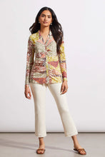 Load image into Gallery viewer, Discover the sophisticated elegance of our Verity v-neck, collared top. A versatile piece that embodies refinement and style. Our Tribal long sleeve top offers a pleated cut with a flattering and fitted silhouette. Perfect for a day at the office or a night out with friends, this blouse is a must-have for any chic and trendy wardrobe.