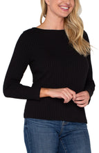 Load image into Gallery viewer, This classic long sleeve knit top is a must have! Featuring a flattering boat neck and large rib knit, that is super comfortable and easy to wear. Perfect for layering or on its own!